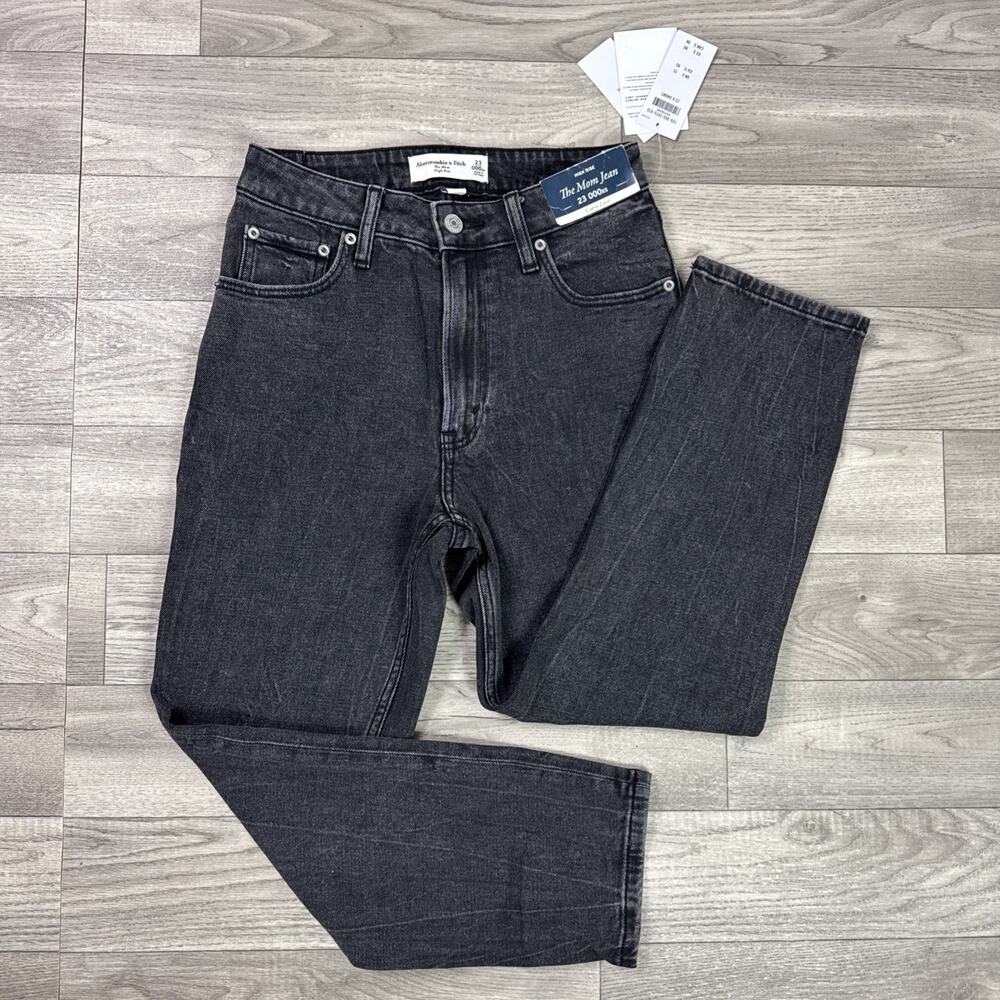 Abercrombie & Fitch The Mom High Rise Jeans Curve Love Gray Wash sz 000 XS